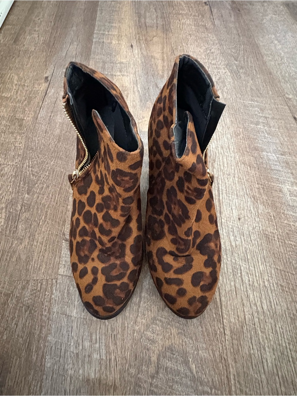 Leopard Print Women's Ankle Booties - Brown